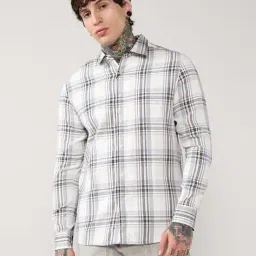 alpha tribe Men Check Slim Fit Cotton Shirt with Patch Pocket image 2