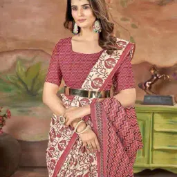 yf yipsy fashion Women Printed Saree with Contrast Border image 2