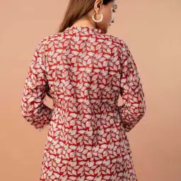 clothing culture Women Floral Print Flared Kurti with 3/4th Sleeves image 2