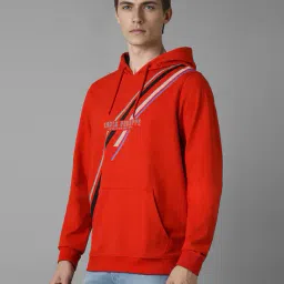 louis philippe Men Typographic Print Regular Fit Cotton Hooded Sweatshirt image 2