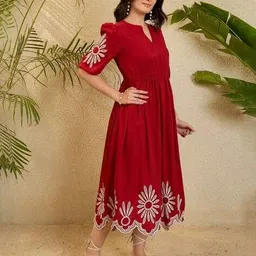 nyrika Women Embroidered Fit & Flare Dress image 2