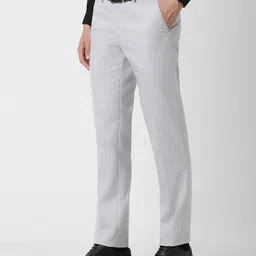 peter england Men Slim Fit Flat-Front Trousers image 2