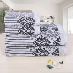 rangoli Set of 4 Printed Cotton Bath Towels image 2