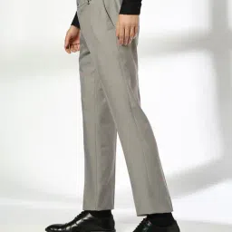 john players Men Patterned Slim Fit Flat-Front Trousers image 2