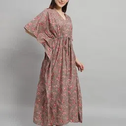 handicraft-palace Floral Print V-Neck Kaftan image 2