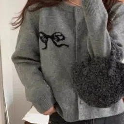 divawalk Women Ribbed Round-Neck Cardigan image 2