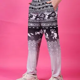 yellow tree Men Printed Mid-Rise Straight Track Pants image 2