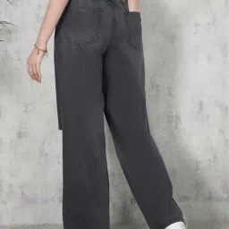 Shein Semi Elasticated Waist High Rise Knee Slit Jeans image 2