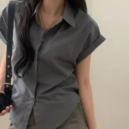 outzidr global Women Relaxed Fit Shirt with Spread Collar image 2