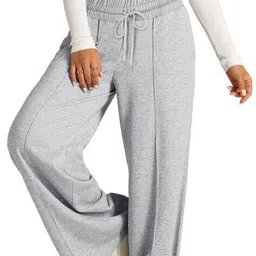 outzidr global Women Wide-Leg Track Pants with Elasticated Drawstring Waist image 2