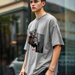 aoosh Men Graphic Print Loose Fit Round-Neck T-Shirt image 2