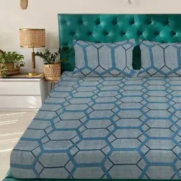 arrabi 350 TC Printed Super King-Size Bedsheet with Pillow Cover image 2