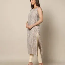 indie picks Handblock Print Cotton Straight Kurta image 2