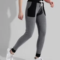 campus sutra Women Heathered Joggers with Drawstring Waist image 2