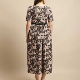 fabflee x ag Women Paisley Print Fit & Flare Dress with Belt  image 2