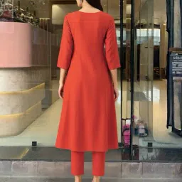 svaraa Women Embroidered Flared Kurta Suit Set image 2