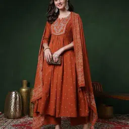 gulmohar jaipur Women Printed Flared Kurta Suit Set  image 2