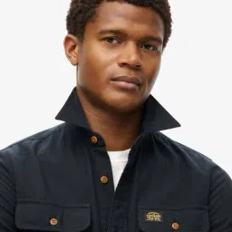 superdry Men Flannel Workwear Regular Fit Shirt with Flap Pockets image 3