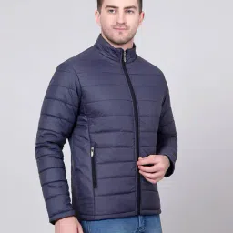 kotty Men High Neck Navy Blue Puffer Jacket image 3