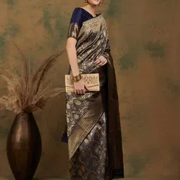 manvaa Women Floral Woven Banarasi Silk Saree image 3