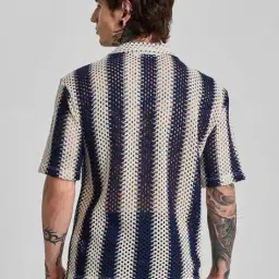 snitch Men Striped Polo T-Shirt with Short Sleeves image 3