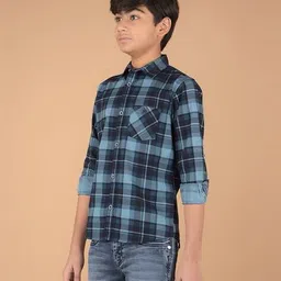crimsoune club Boys Checks Slim Fit Shirt image 3