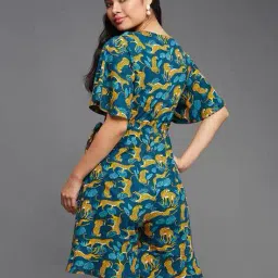 miss chase V Neck Wrap Styled Cotton Knee Long Playsuit image 3