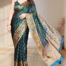 magneitta Women Leheriya Stripes Printed Bollywood Chiffon Saree image 3
