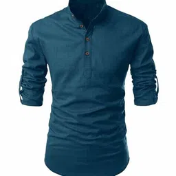 folgen Men Regular Fit Short Kurta with Mandarin Collar image 3