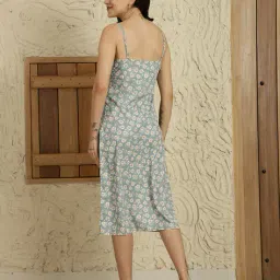 Shein Spaghetti Strap Front Pleated Floral Print Split Dress image 3