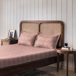 the happy pod 120 TC Geometric Print Double Bedsheets with Pillow Covers image 3