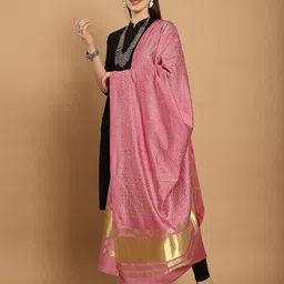 svaraa Women Printed Dupatta with Zari Border image 3