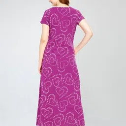 zeyo Women Heart Print Round-Neck Nightgowns image 3