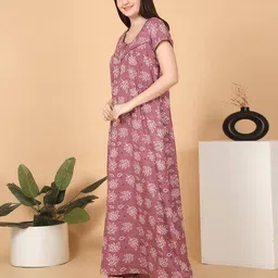 sweet dreams Women Leaf Print Nightie with Insert-Pocket image 3