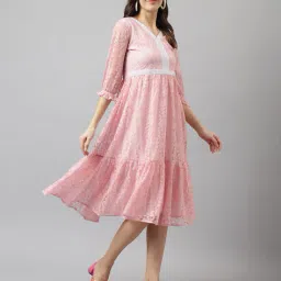 leia Women V-Neck Floral Print Fit & Flare Dress image 3