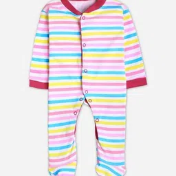 mm impex Pack of 3 Striped Rompers with Button Closure image 3