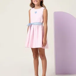u.s. polo assn. Girls Graphic Print Cotton Fit & Flare Dress image 3