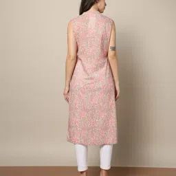 indie picks Handblock Print Cotton Straight Kurta image 3