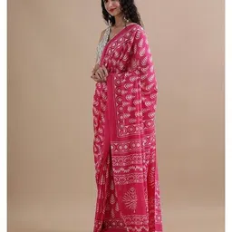 jaipur kurti Women Floral Print Pure Cotton Saree image 3