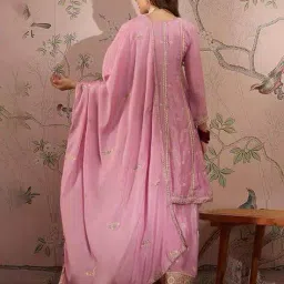 tanuka Women Embroidered Anarkali Kurta with Palazzos & Dupatta image 3