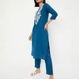 max Women Embroidered Straight Kurta Set image 3