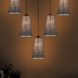 devansh Jute Pyramid Quintuple Hanging Lamps  image 3