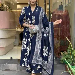 kiana house of fashion Women Floral Print Anarkali Kurta Set image 3