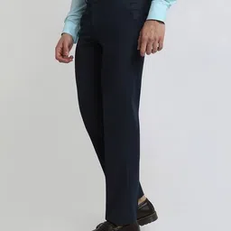 park avenue Men Flat-Front Slim Fit Trousers image 3
