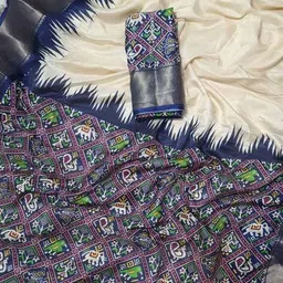 zinzraa Women Patola Pattern Saree with Contrast Border image 3