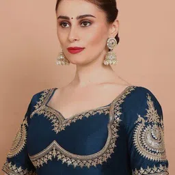 salwar studio Women Embroidery Back Open Blouse image 3