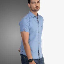 d finish Men Slim Fit Shirt with Patch Pocket image 3
