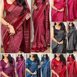 revangi Women Printed Saree with Contrast Border  image 3