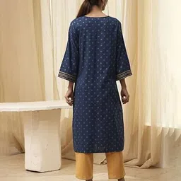 biba Women Geometric Print Straight Kurta image 3