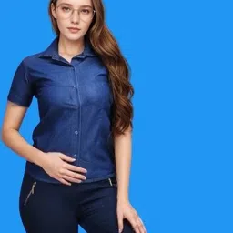 wingzss Women Regular Fit Shirt with Spread Collar image 3
